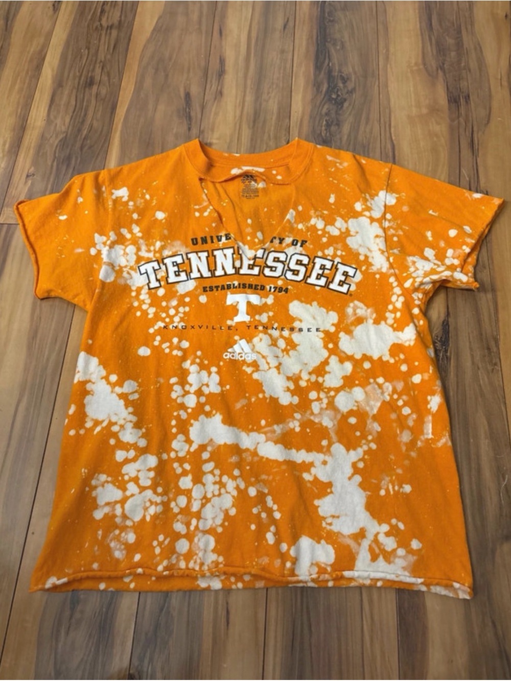 adidas Orange and White University of Tennessee Tie-Dye Tee